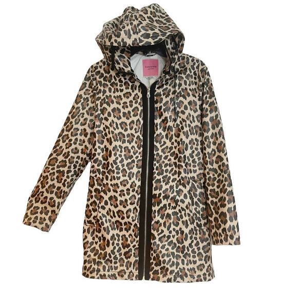Kate Spade New York Leopard Matte Aline Raincoat Long Sleeve Brown Women's SZ S - Picture 5 of 12